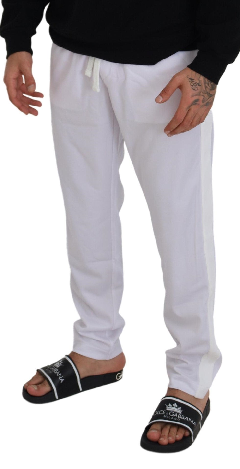 Weiße Jogginghose aus Polyester mit Kronenlogo