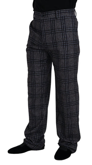 Grau karierte Herrenhose mit mittlerer Taille