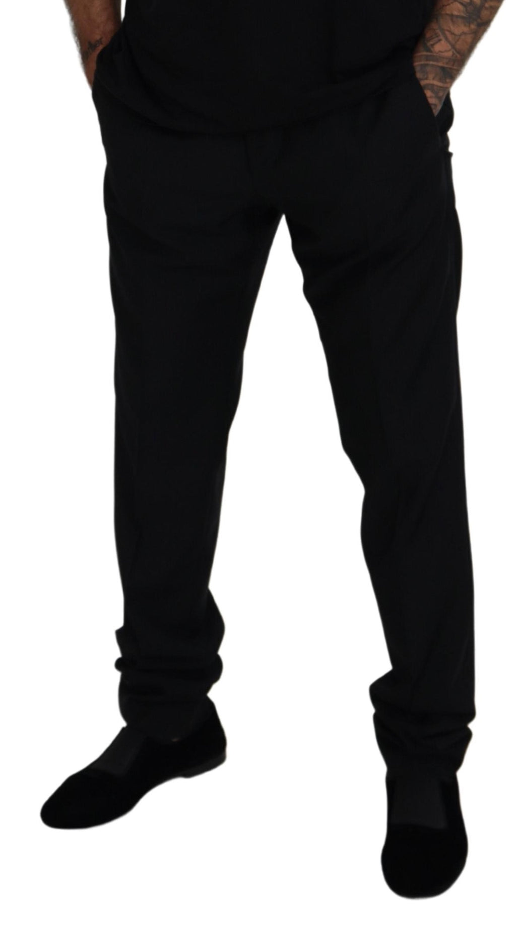 Schwarze Chinohose aus Wolle