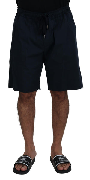 Blaue Bermuda-Shorts mit mittlerer Taille