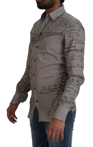 Graues, bedrucktes Slim-Fit-Kleid aus Baumwolle GOLD