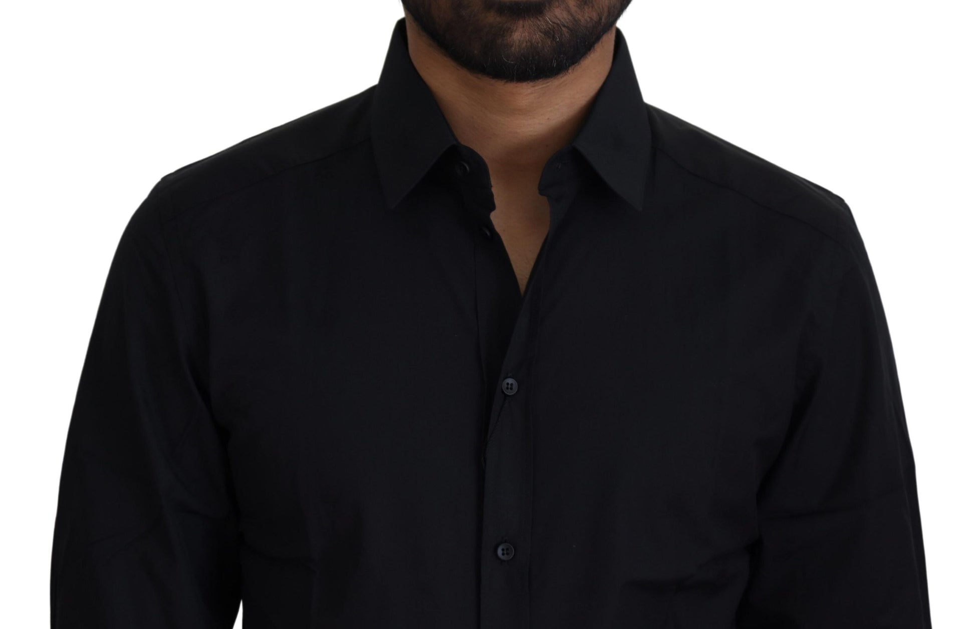 Schwarzes Slim Fit-Hemd aus Baumwolle mit GOLD-Print