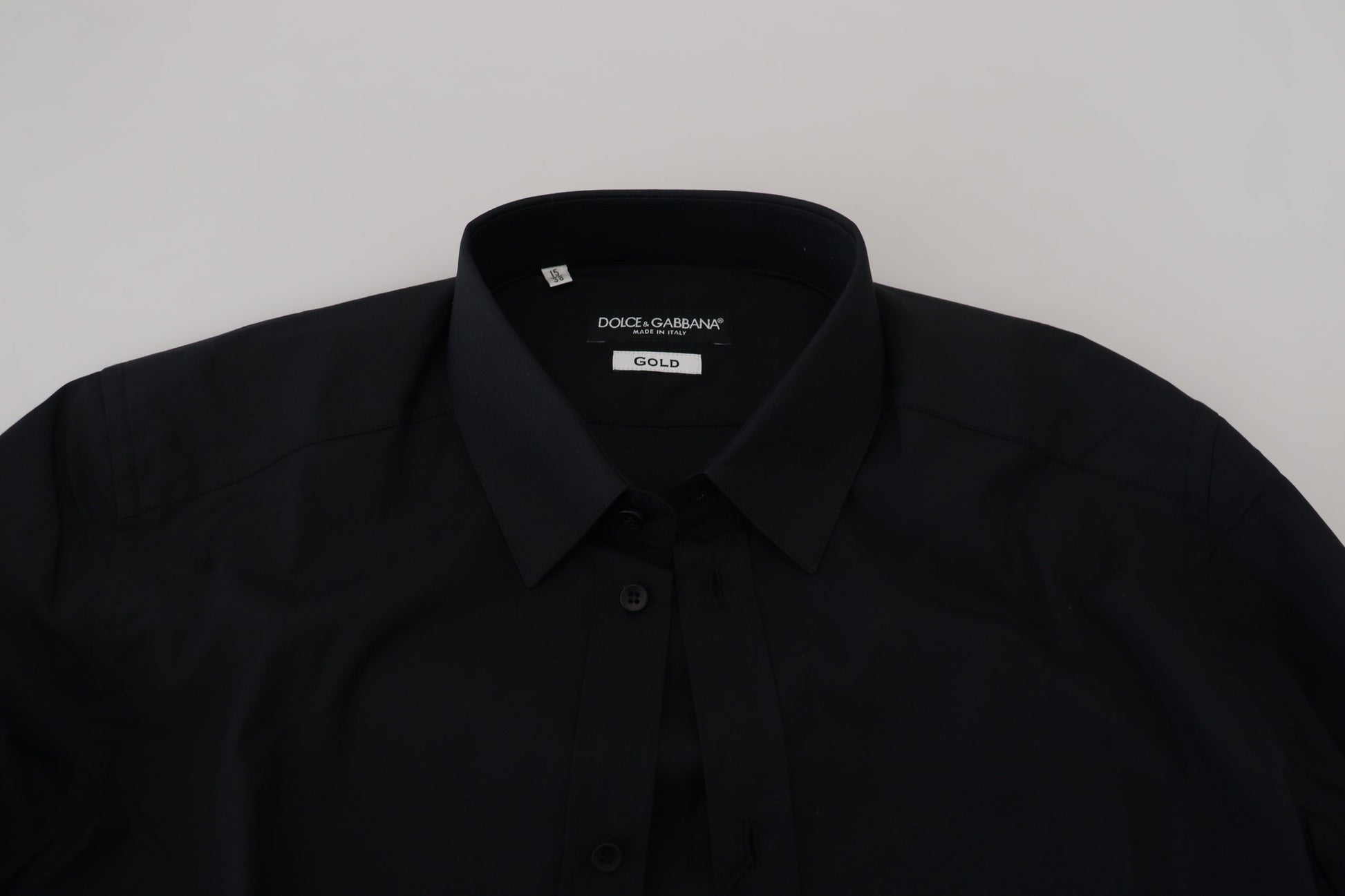 Schwarzes Slim Fit-Hemd aus Baumwolle mit GOLD-Print