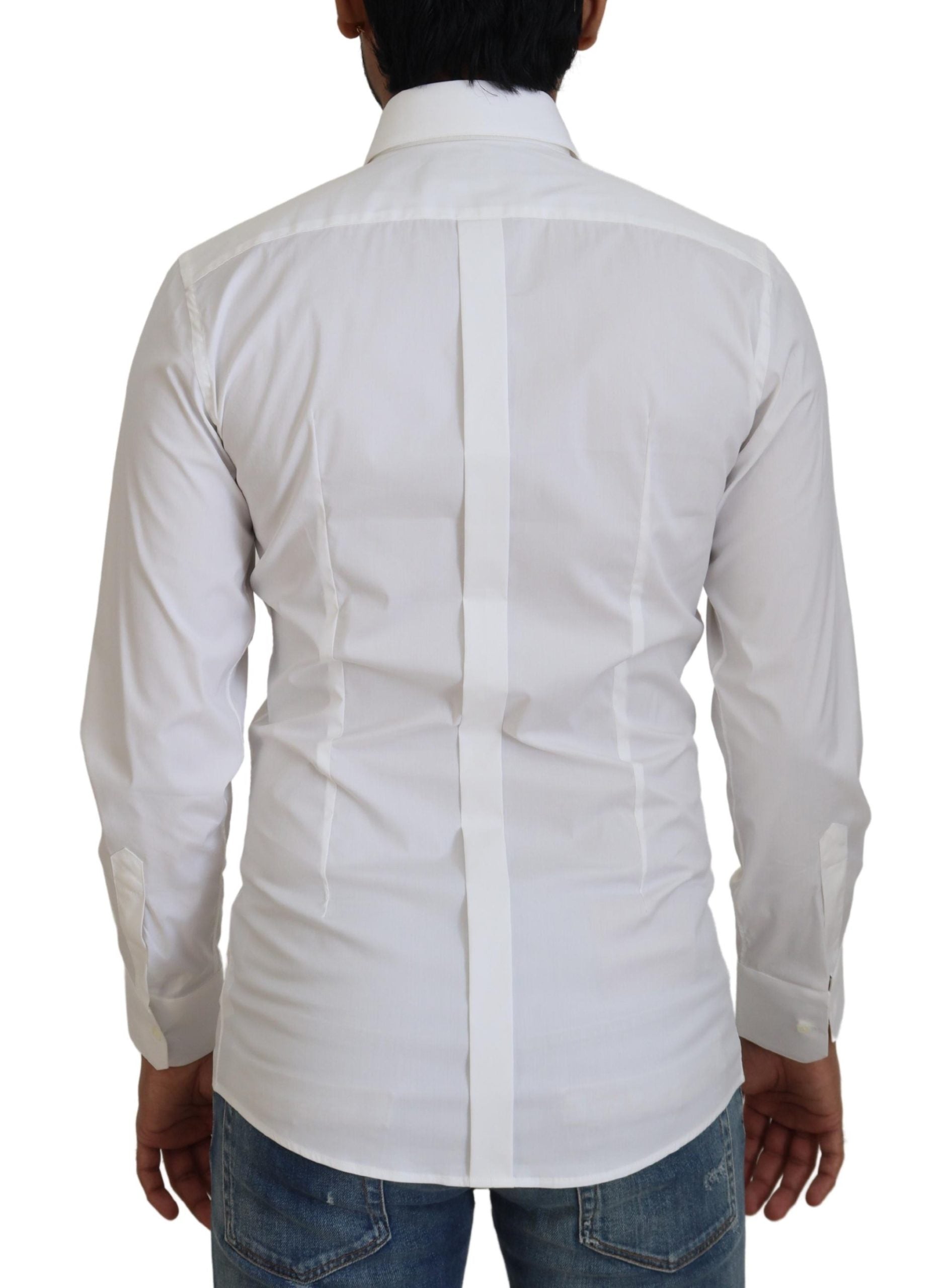 Weißes Slim Fit-Hemd aus Baumwolle mit GOLD-Print