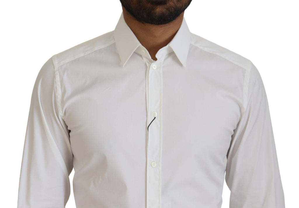Weißes Slim Fit-Hemd aus Baumwolle mit GOLD-Print