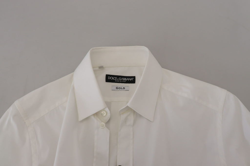 Weißes Slim Fit-Hemd aus Baumwolle mit GOLD-Print