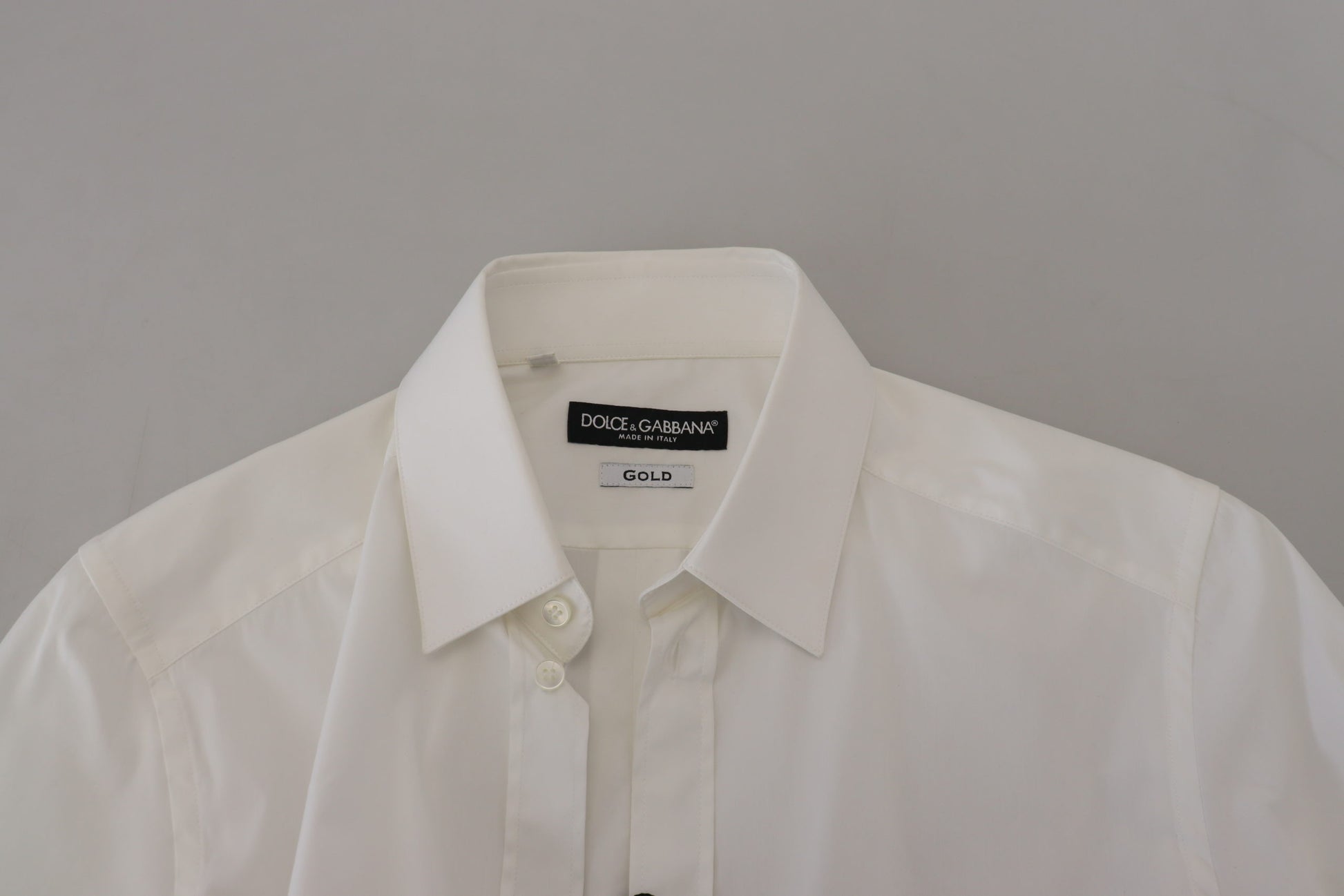 Weißes Slim Fit-Hemd aus Baumwolle mit GOLD-Print