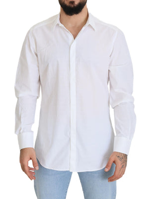 Weißes Slim Fit-Hemd aus Baumwolle mit GOLD-Print