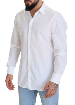 Weißes Slim Fit-Hemd aus Baumwolle mit GOLD-Print