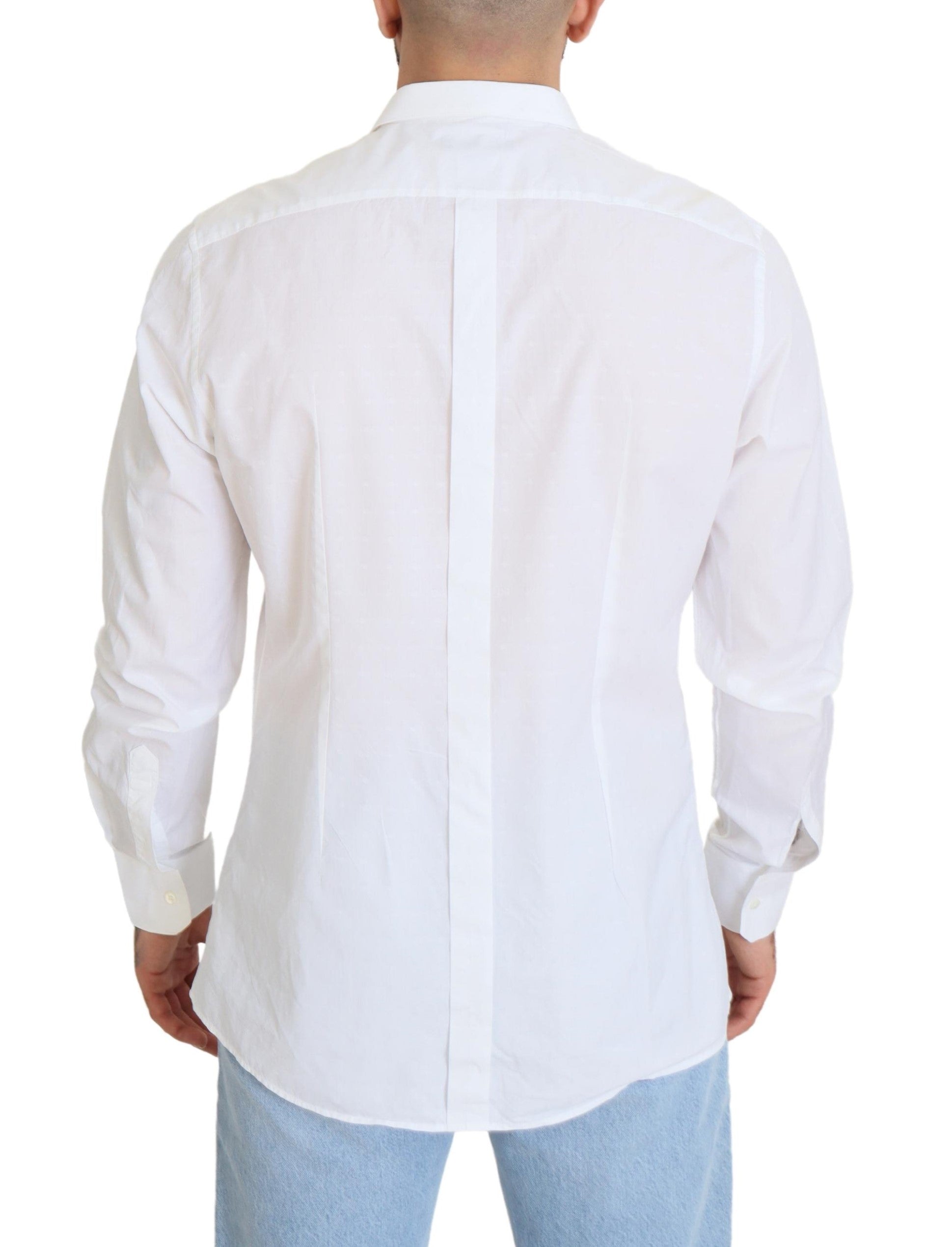 Weißes Slim Fit-Hemd aus Baumwolle mit GOLD-Print