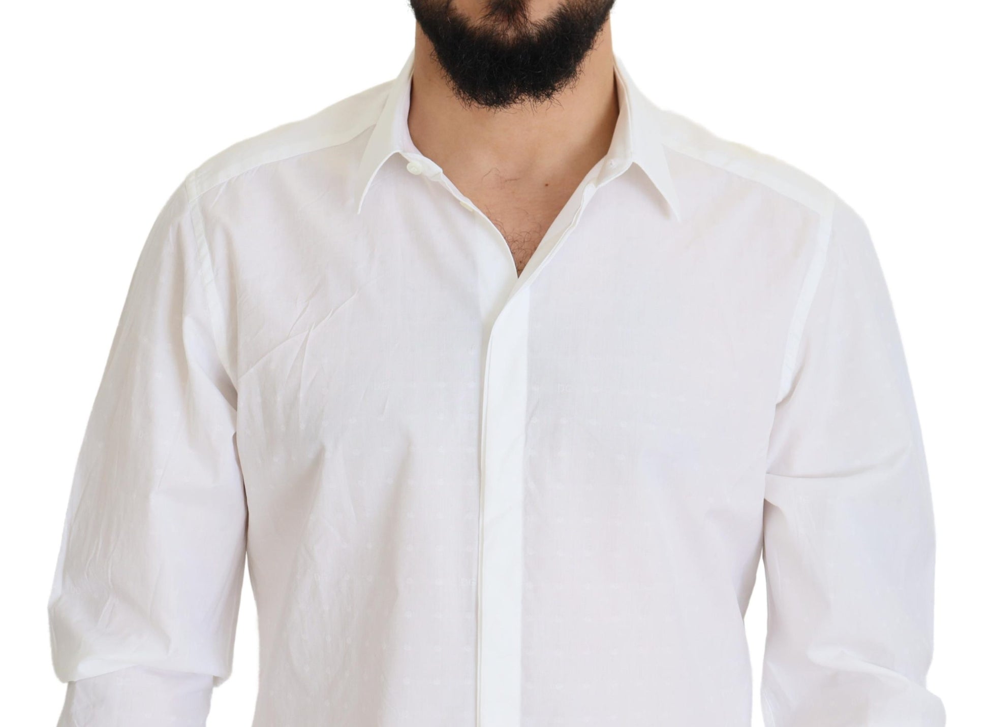 Weißes Slim Fit-Hemd aus Baumwolle mit GOLD-Print