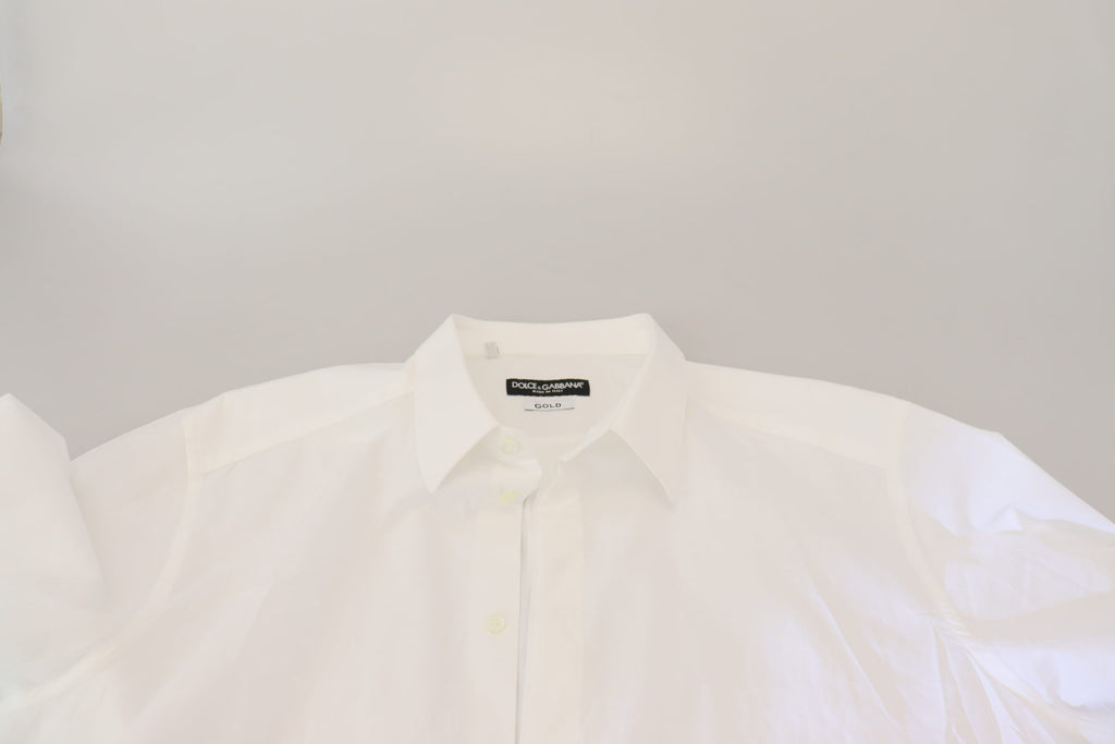 Weißes Slim Fit-Hemd aus Baumwolle mit GOLD-Print
