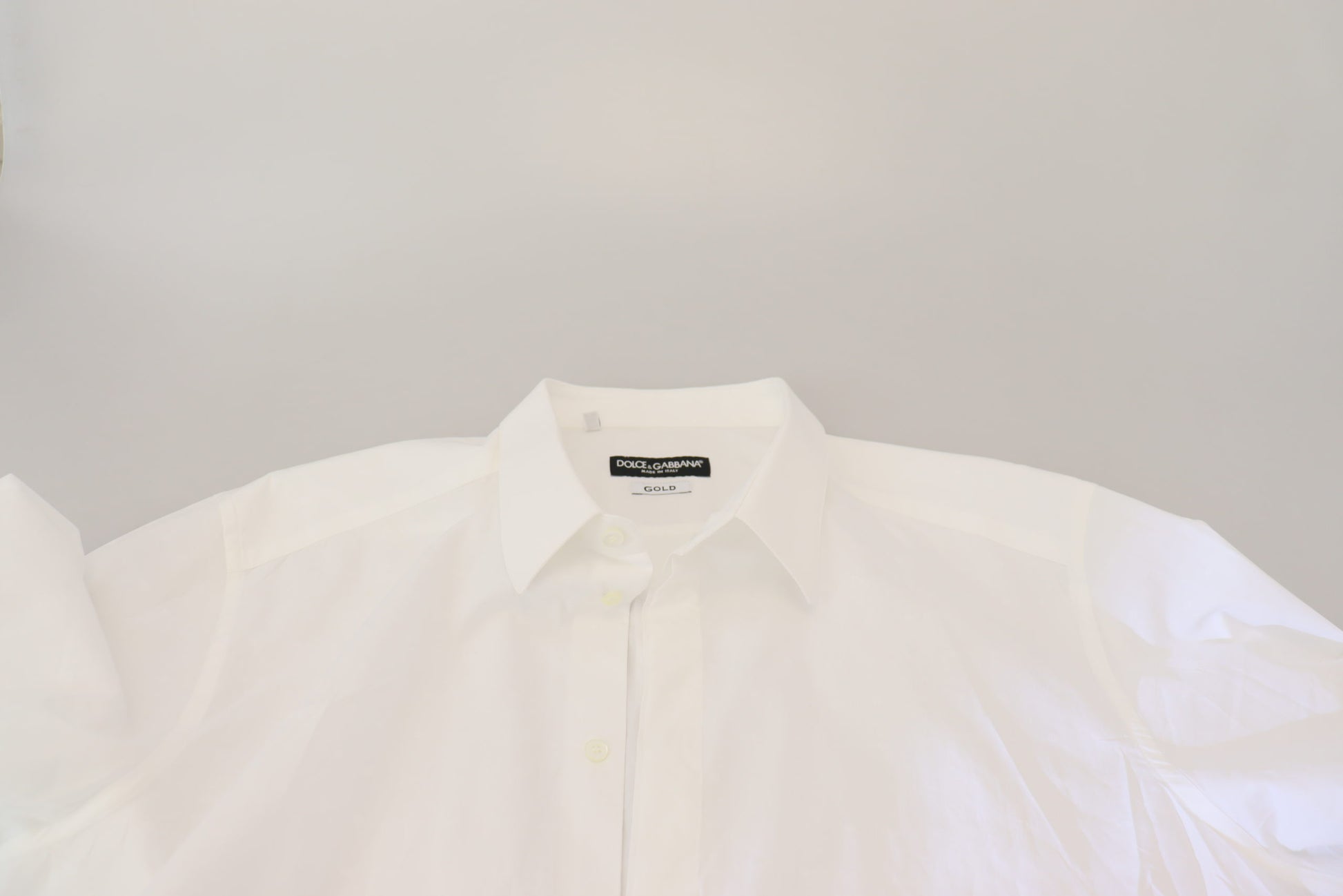Weißes Slim Fit-Hemd aus Baumwolle mit GOLD-Print