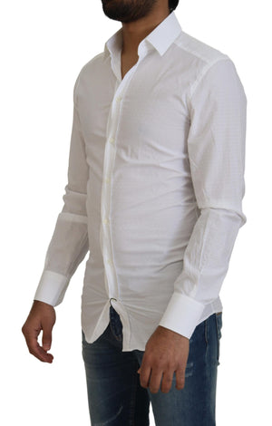 Weißes Slim Fit-Hemd aus Baumwolle mit GOLD-Print