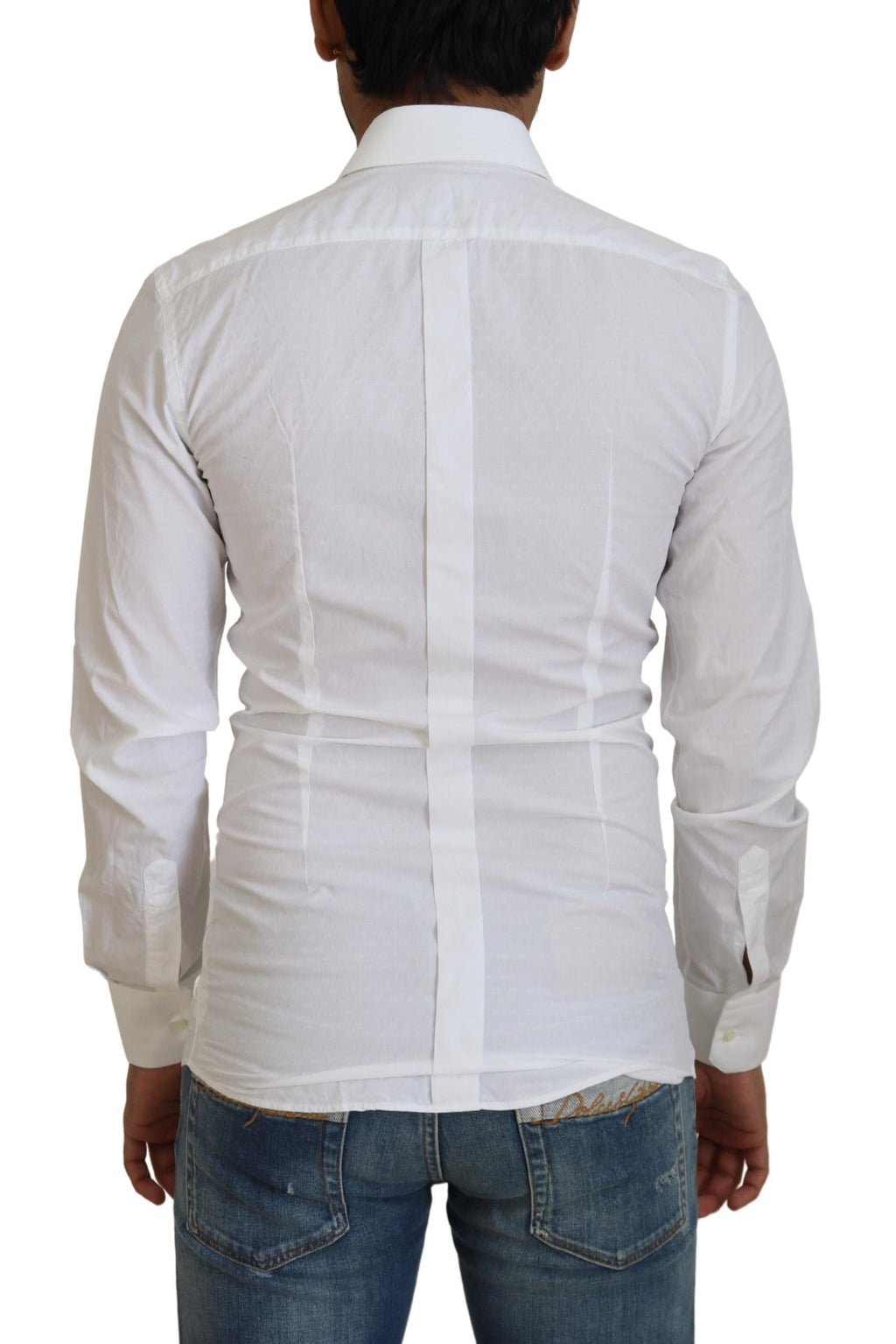 Weißes Slim Fit-Hemd aus Baumwolle mit GOLD-Print