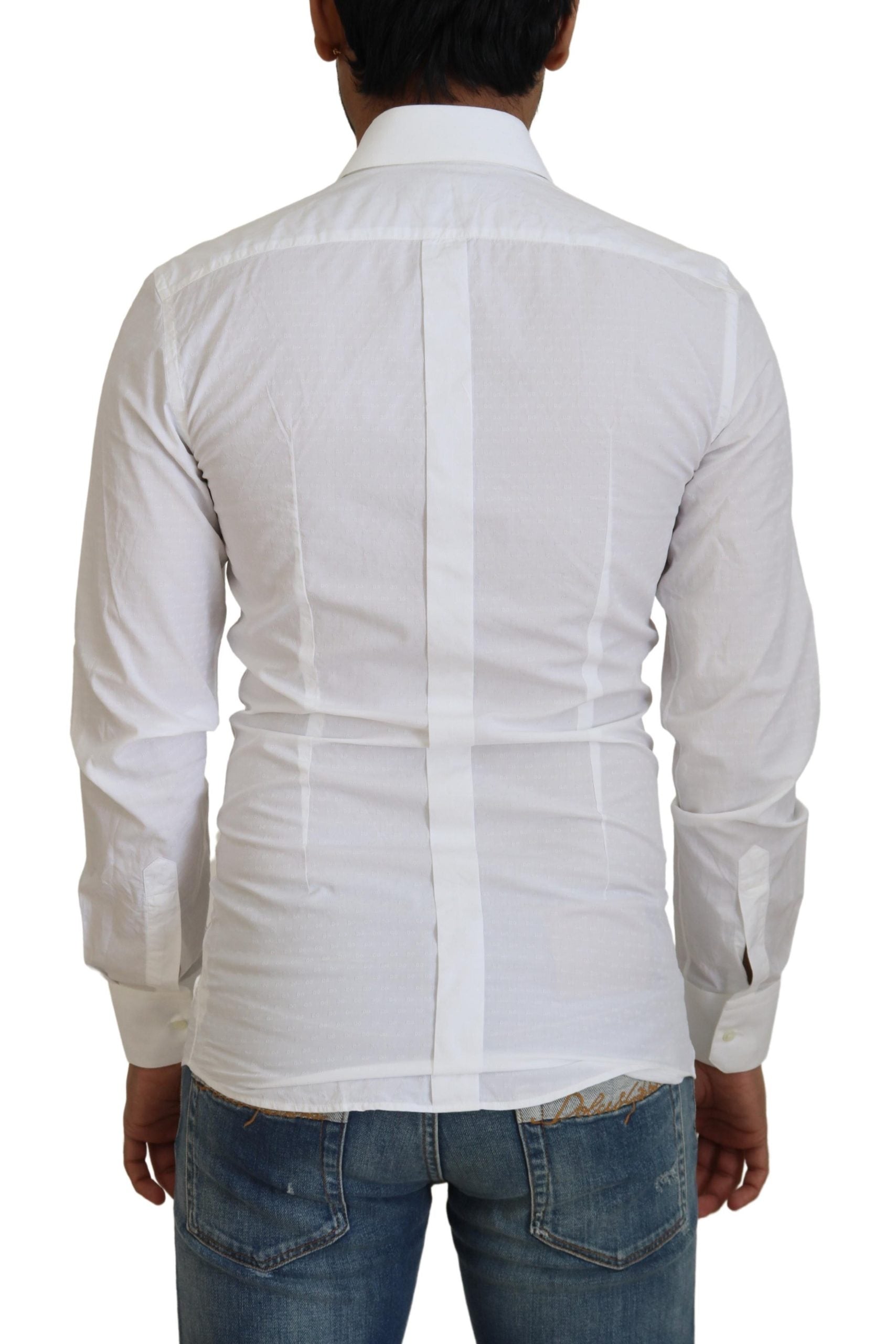 Weißes Slim Fit-Hemd aus Baumwolle mit GOLD-Print