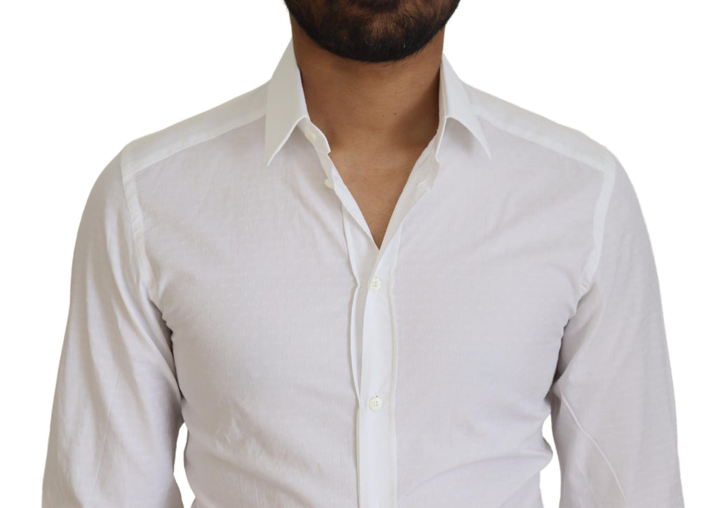 Weißes Slim Fit-Hemd aus Baumwolle mit GOLD-Print