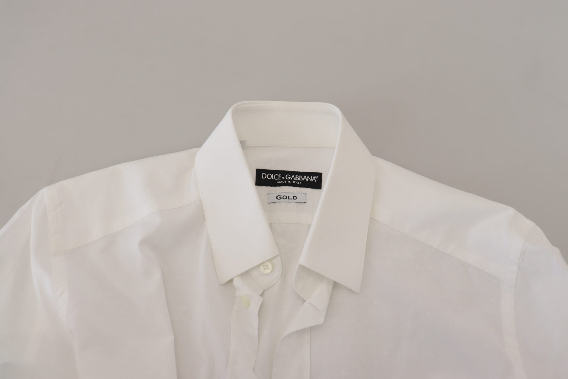 Weißes Slim Fit-Hemd aus Baumwolle mit GOLD-Print