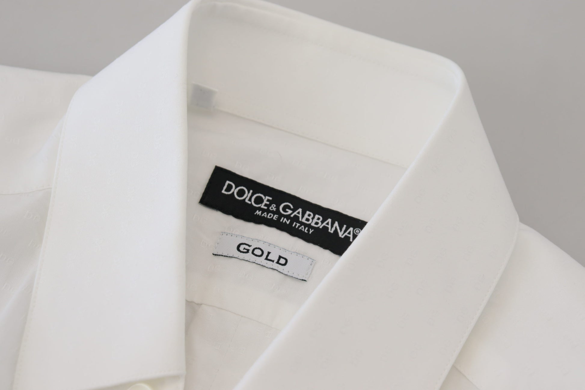Weißes Slim Fit-Hemd aus Baumwolle mit GOLD-Print