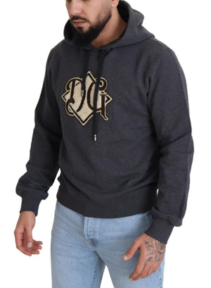Graues Kapuzen-Sweatshirt aus Baumwolle mit Logo
