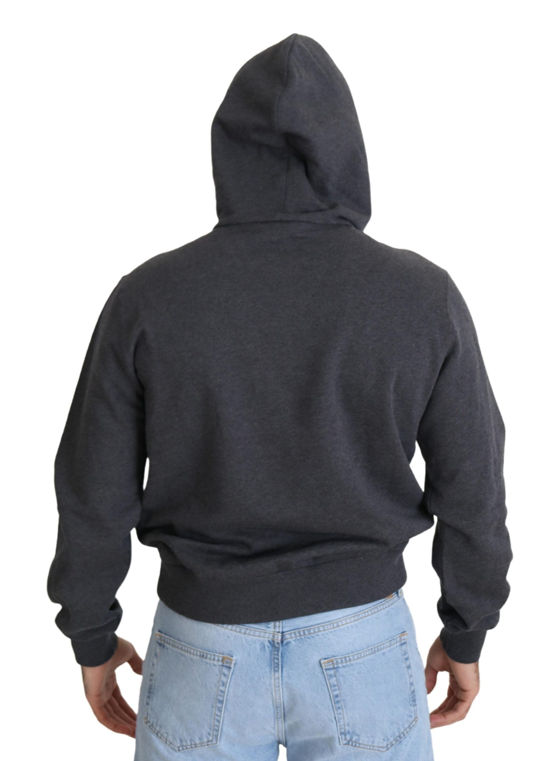 Graues Kapuzen-Sweatshirt aus Baumwolle mit Logo