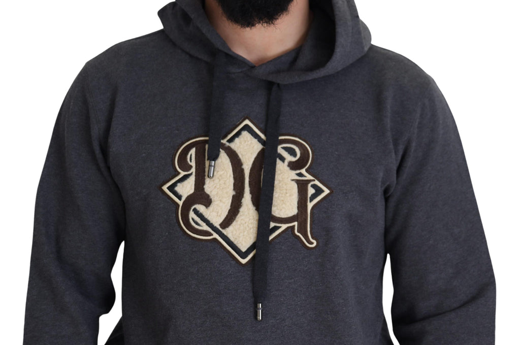Graues Kapuzen-Sweatshirt aus Baumwolle mit Logo