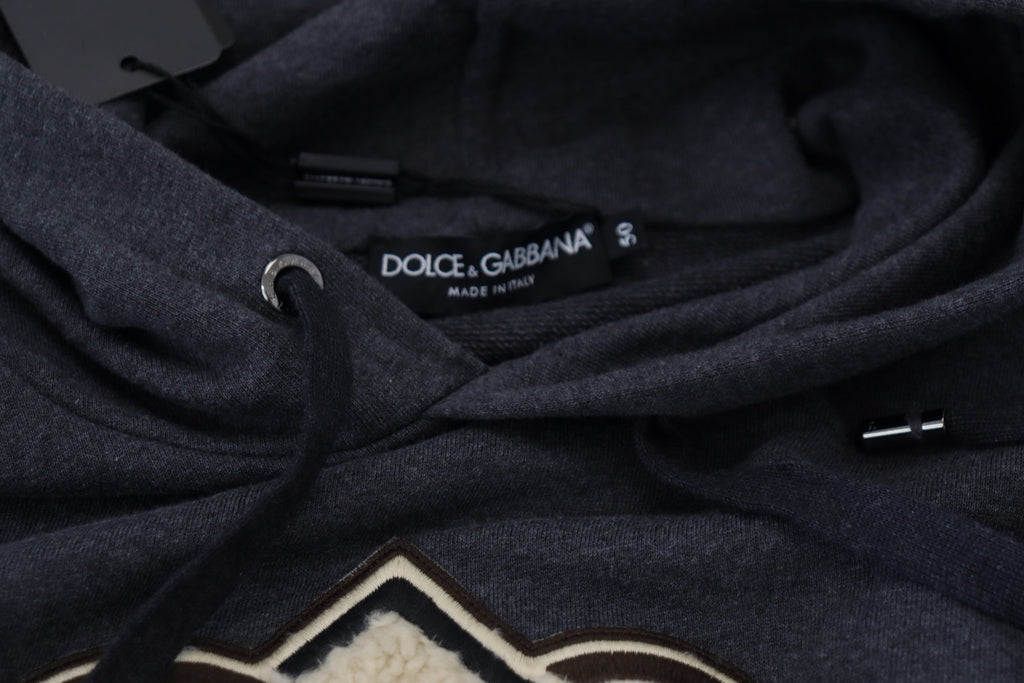 Graues Kapuzen-Sweatshirt aus Baumwolle mit Logo