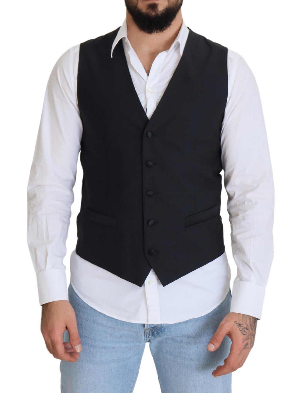Schwarze Weste aus Wollstretch