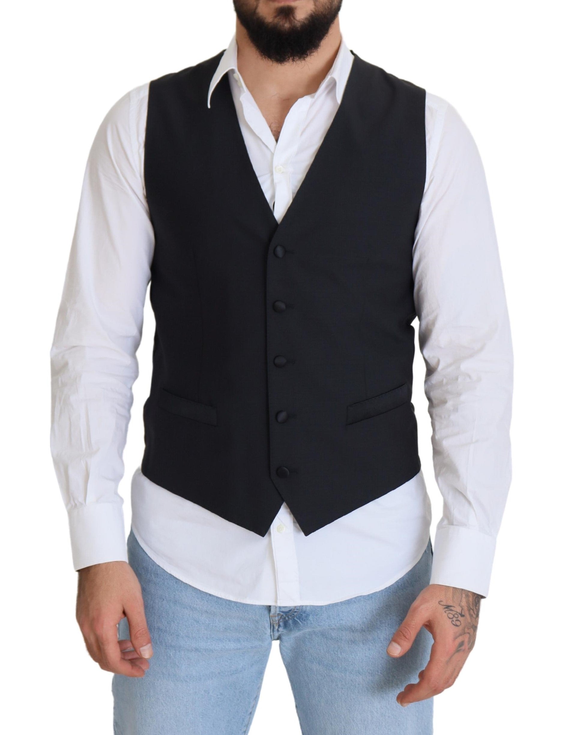 Schwarze Weste aus Wollstretch