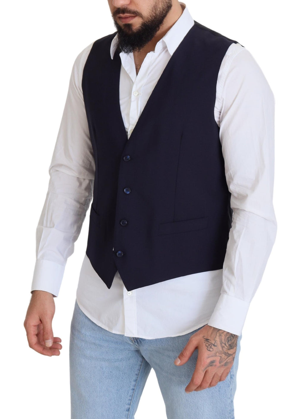 Dunkelblaue Weste aus Wollstretch