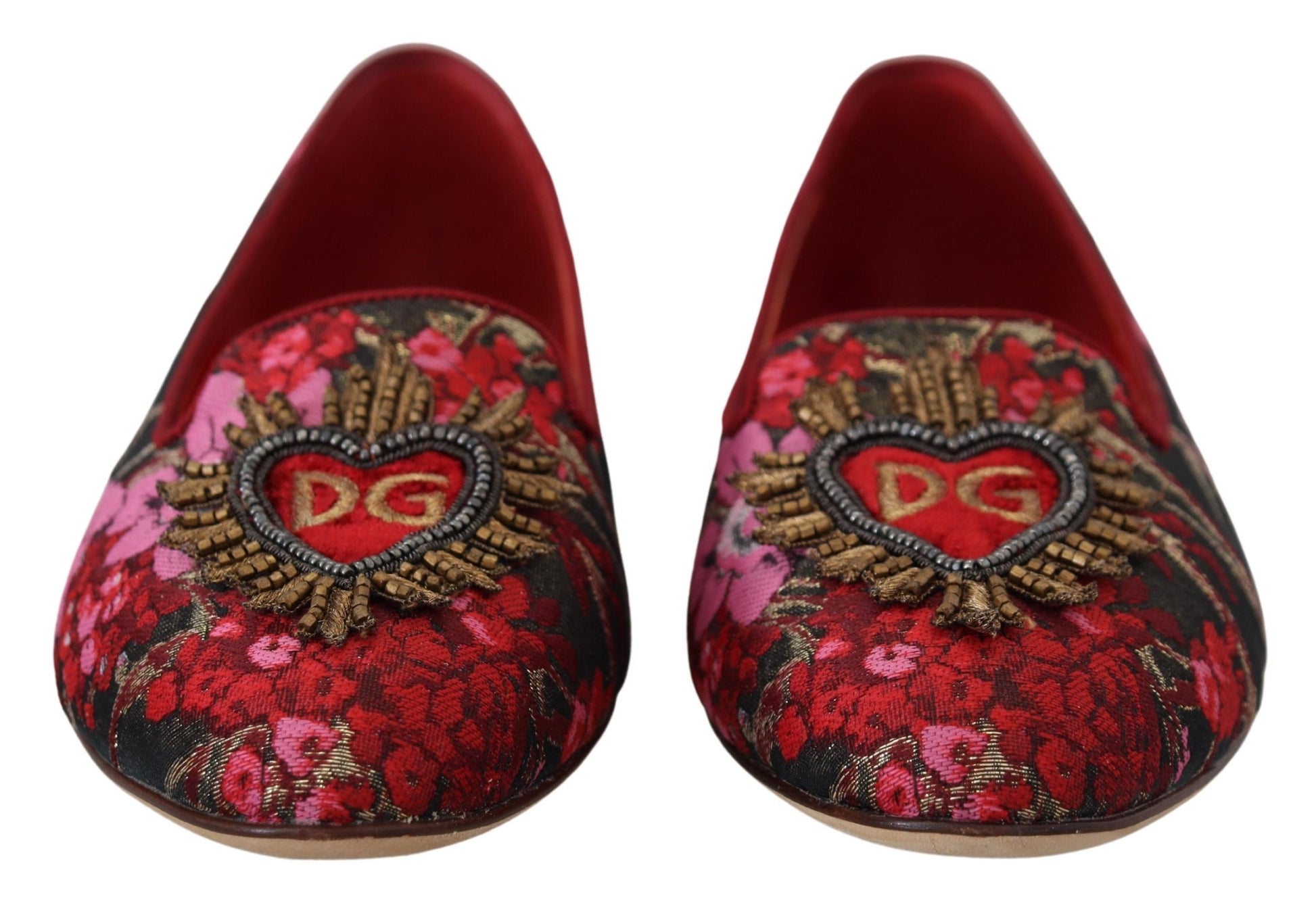 Mehrfarbige Jacquard-Slipper mit Herz-Jesu-Patch