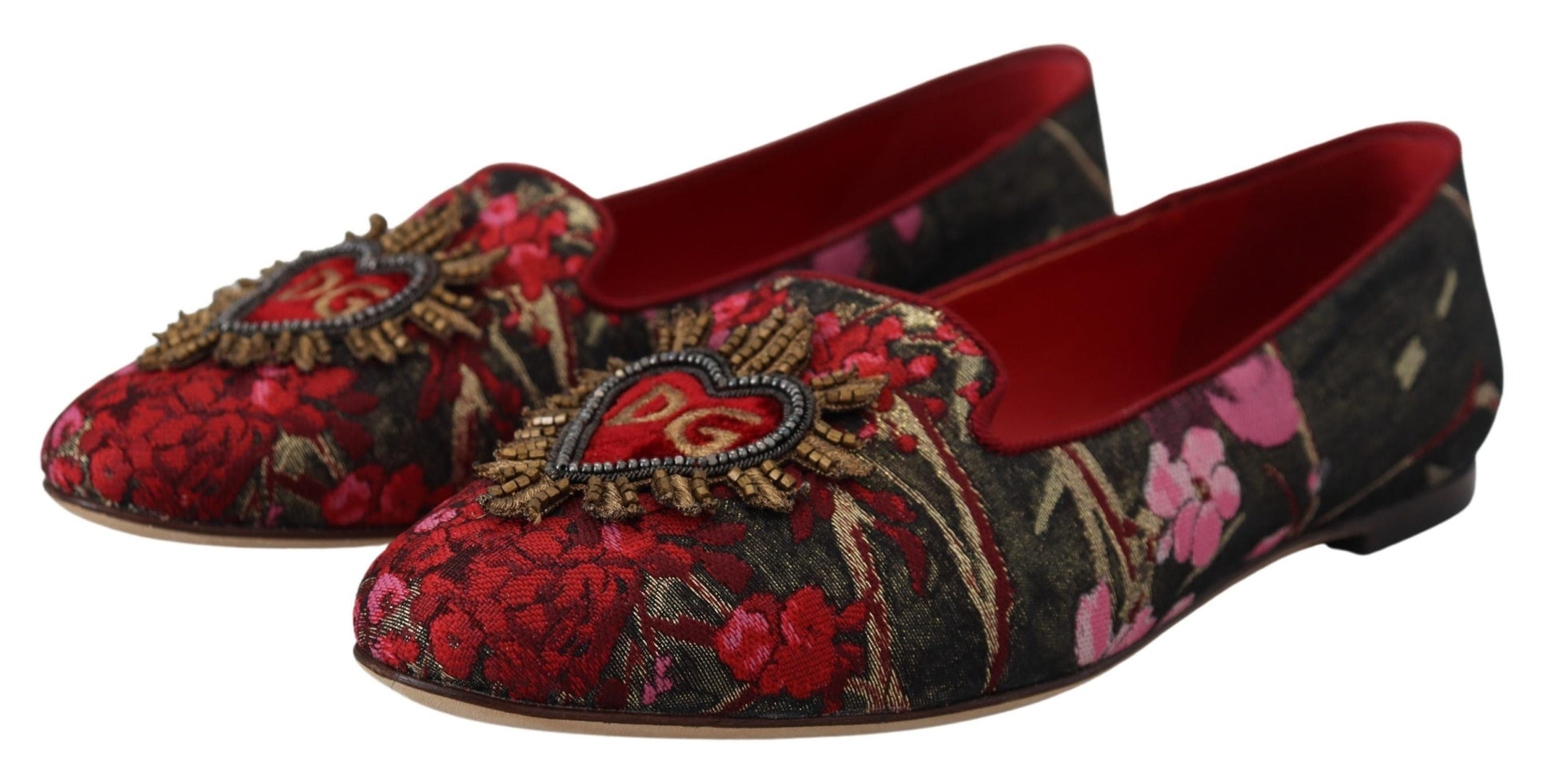 Mehrfarbige Jacquard-Slipper mit Herz-Jesu-Patch
