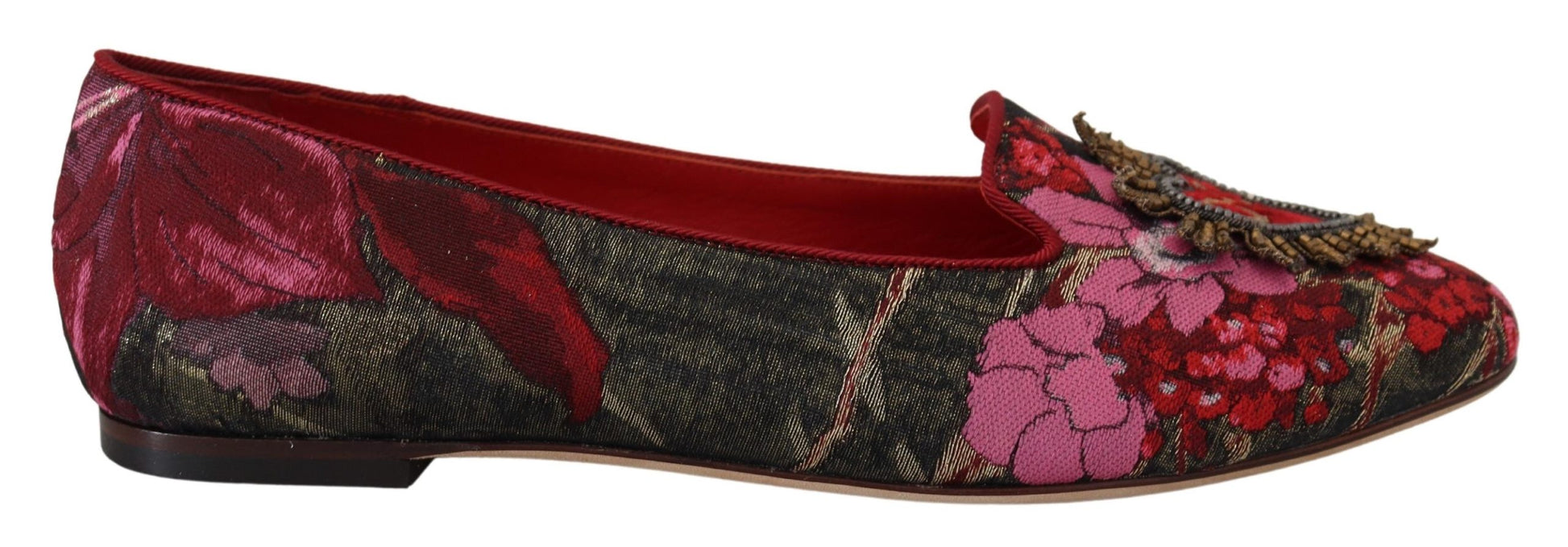 Mehrfarbige Jacquard-Slipper mit Herz-Jesu-Patch