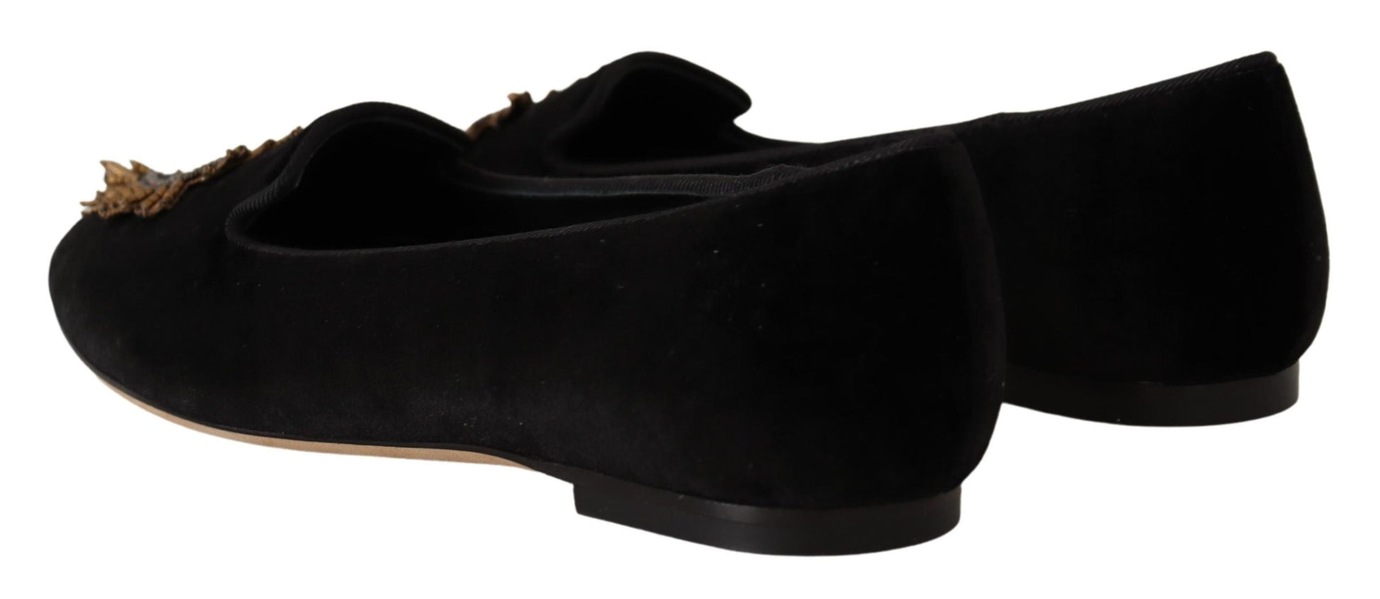 Schwarze Slipper mit Herz-Jesu-Patch