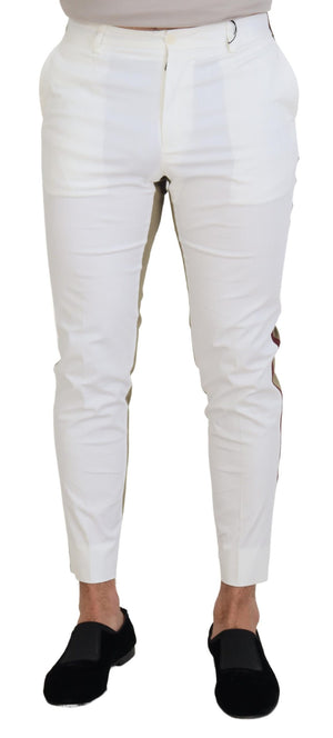 Weißbraune Slim Fit Chinohose