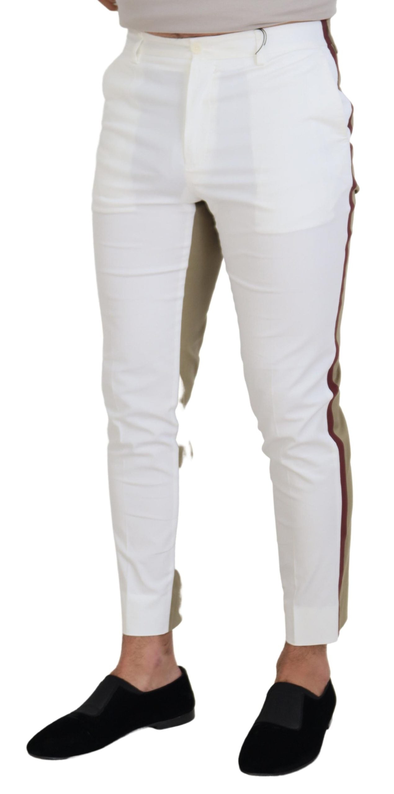 Weißbraune Slim Fit Chinohose