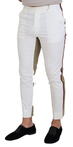 Weißbraune Slim Fit Chinohose