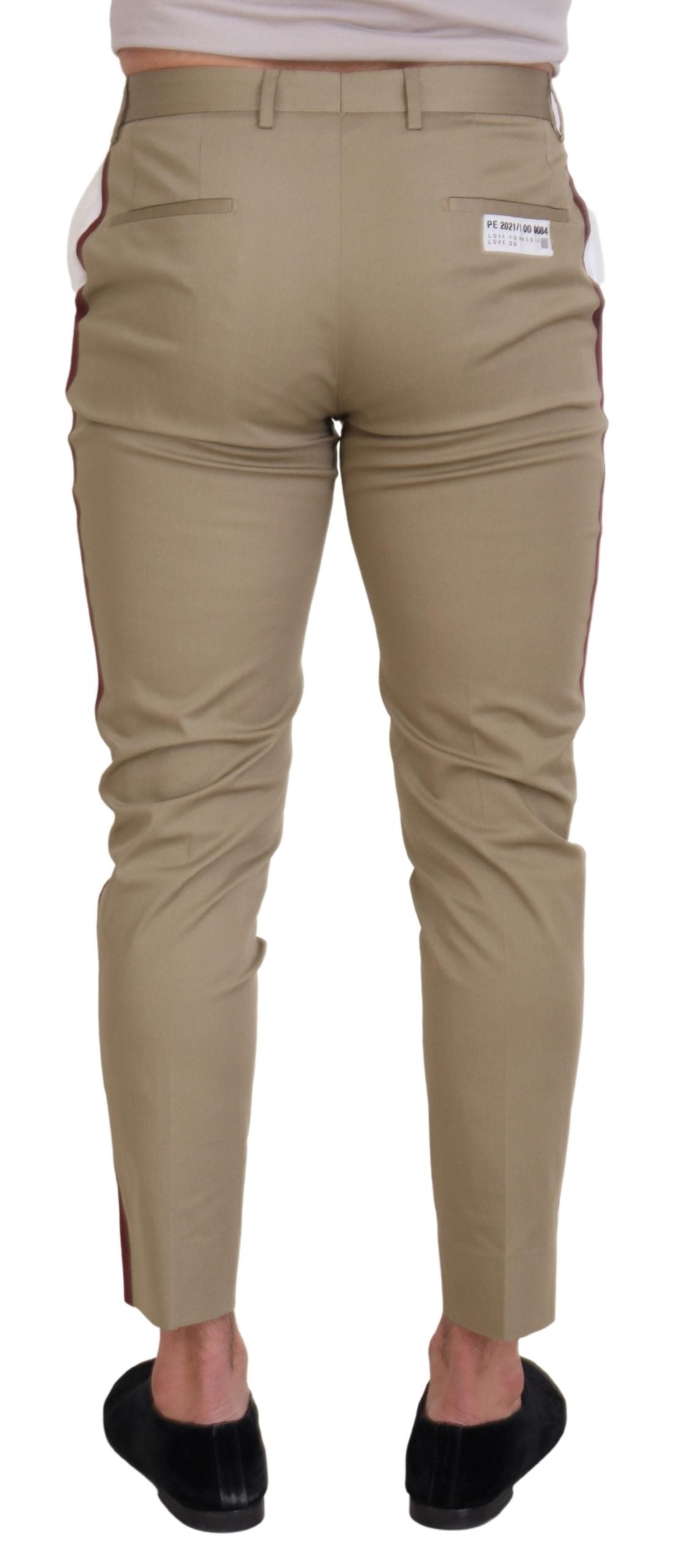 Weißbraune Slim Fit Chinohose