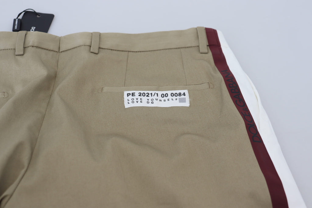 Weißbraune Slim Fit Chinohose