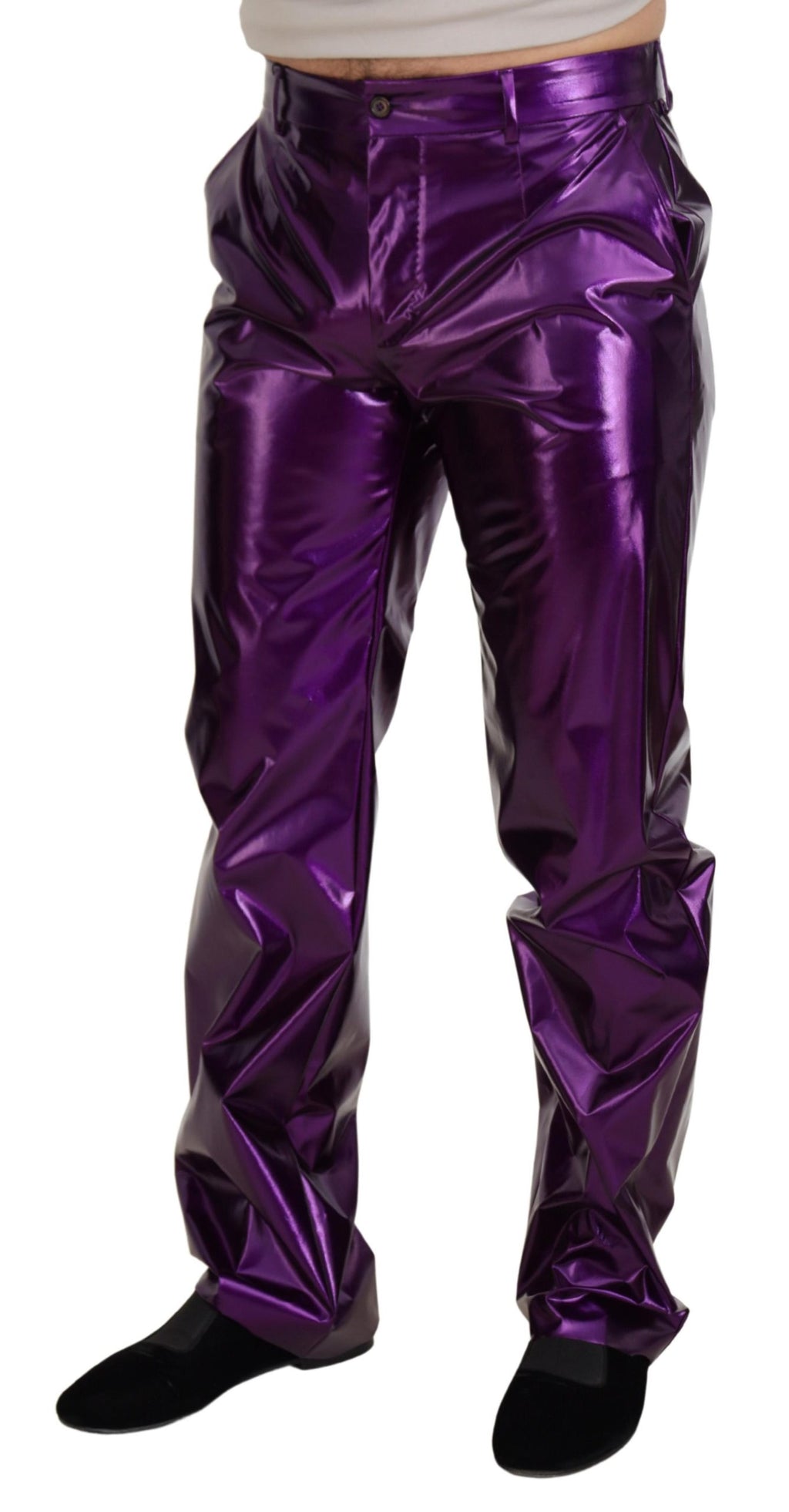 Lila glänzende Herren Freizeithose