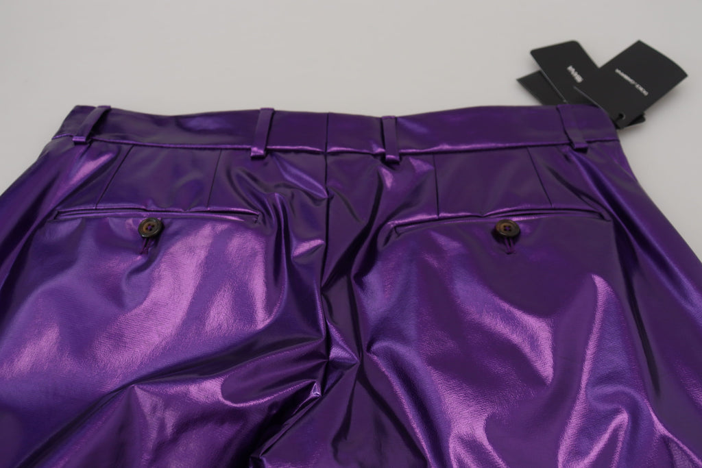 Lila glänzende Herren Freizeithose