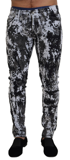 Mehrfarbige Skinny-Jeans aus Baumwolle mit Batikmuster