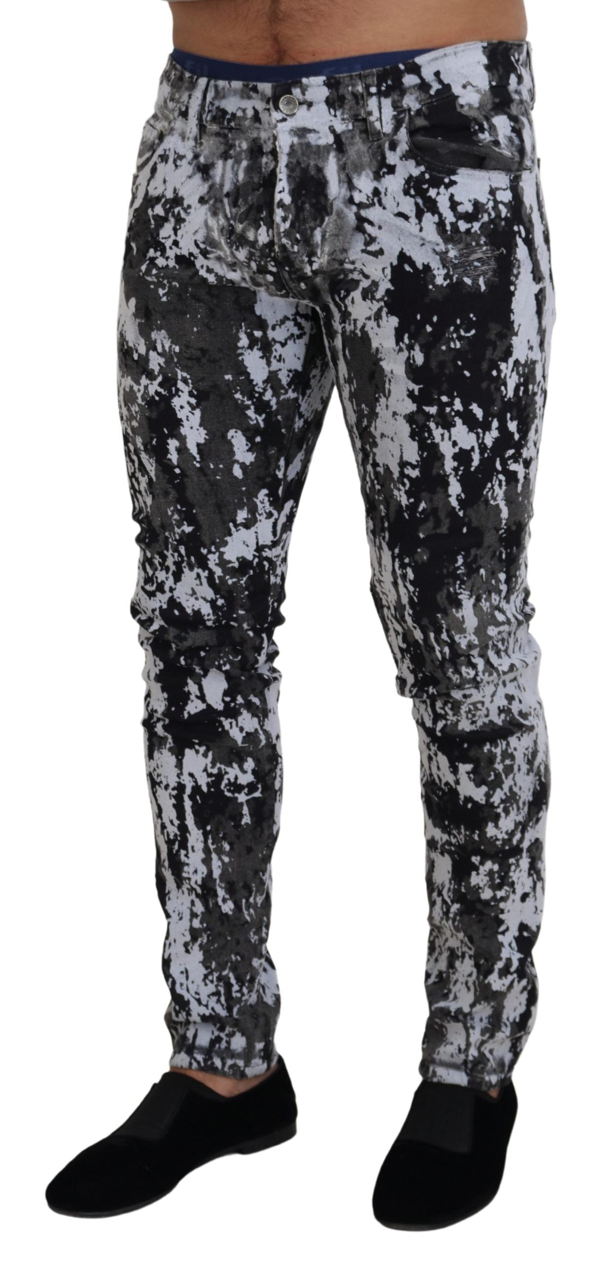 Mehrfarbige Skinny-Jeans aus Baumwolle mit Batikmuster
