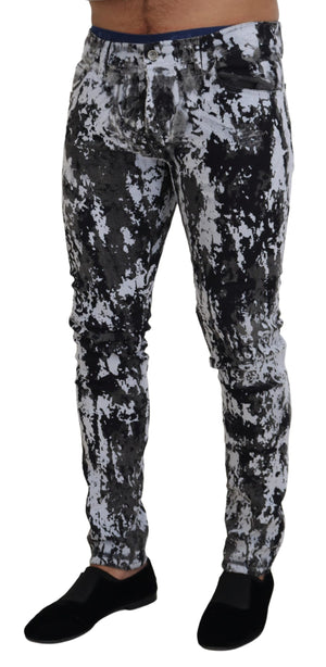 Mehrfarbige Skinny-Jeans aus Baumwolle mit Batikmuster