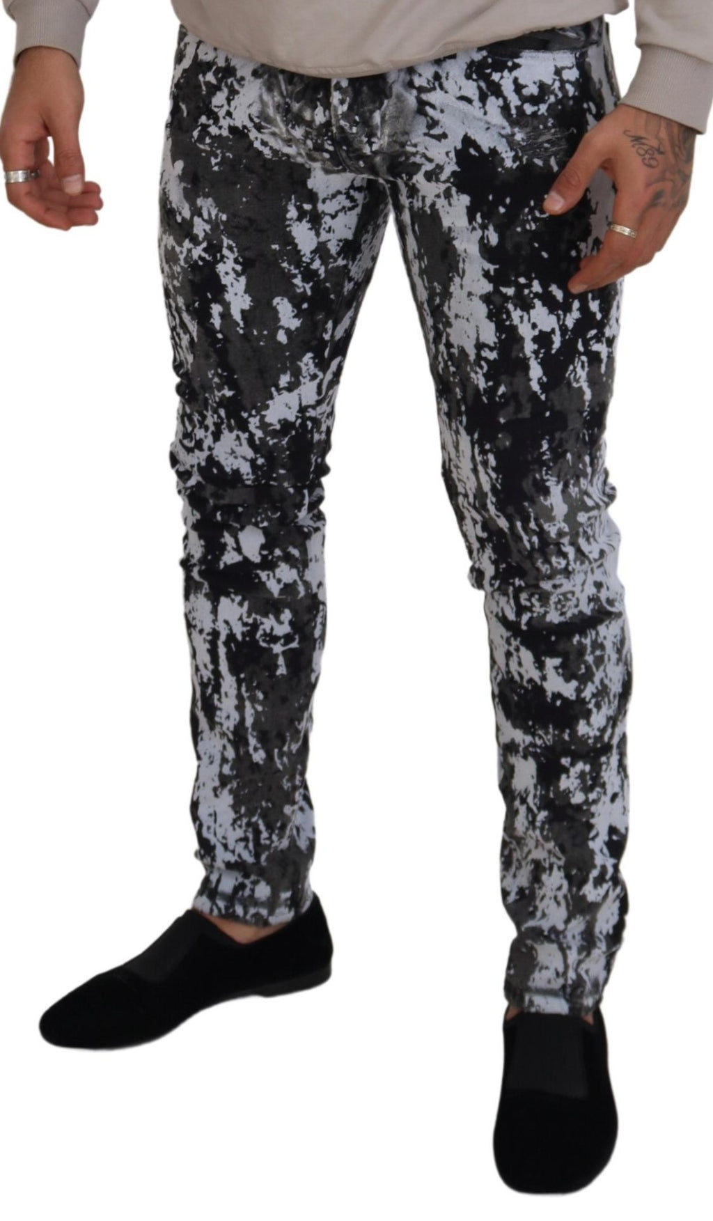Mehrfarbige Skinny-Jeans aus Baumwolle mit Batikmuster