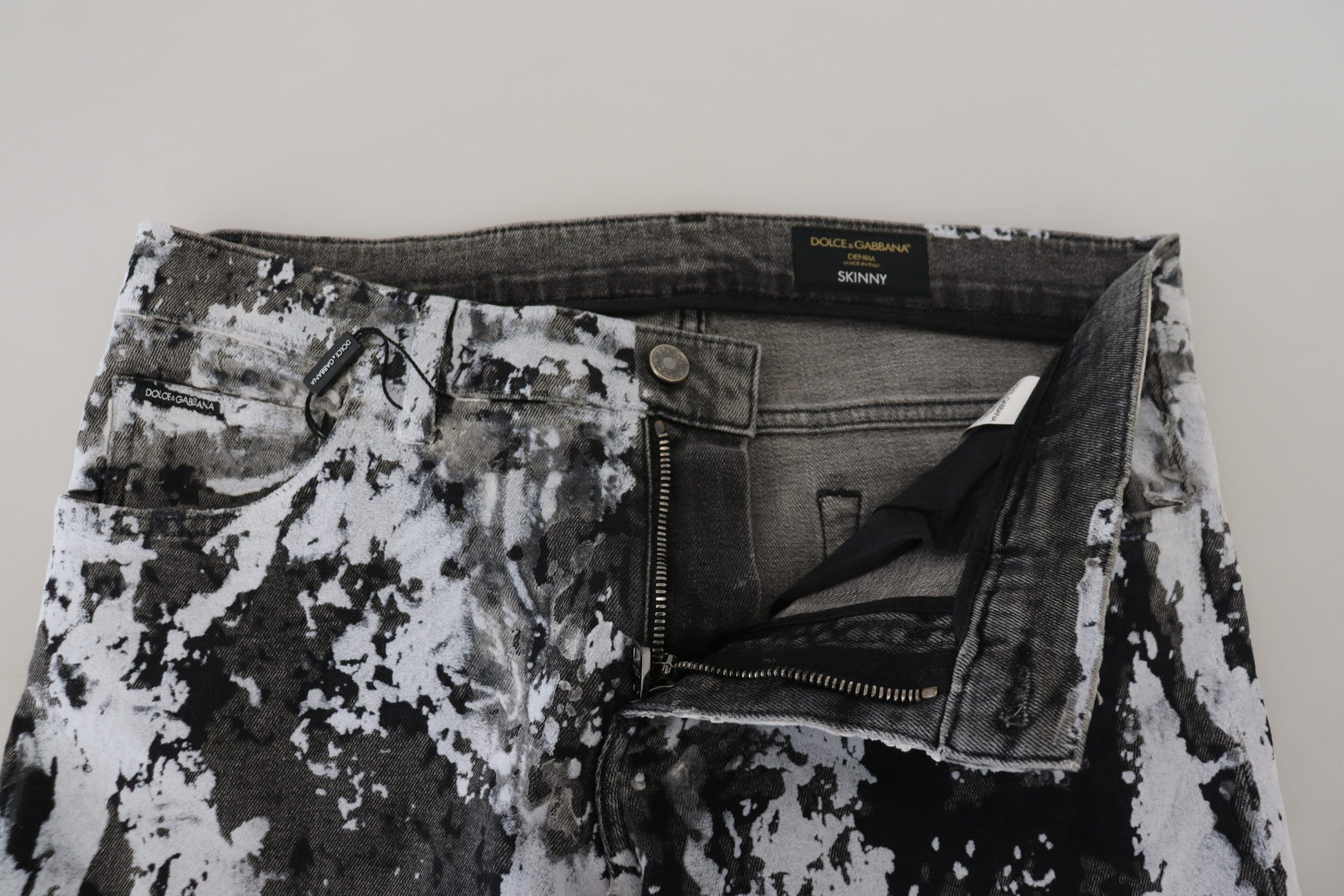 Mehrfarbige Skinny-Jeans aus Baumwolle mit Batikmuster