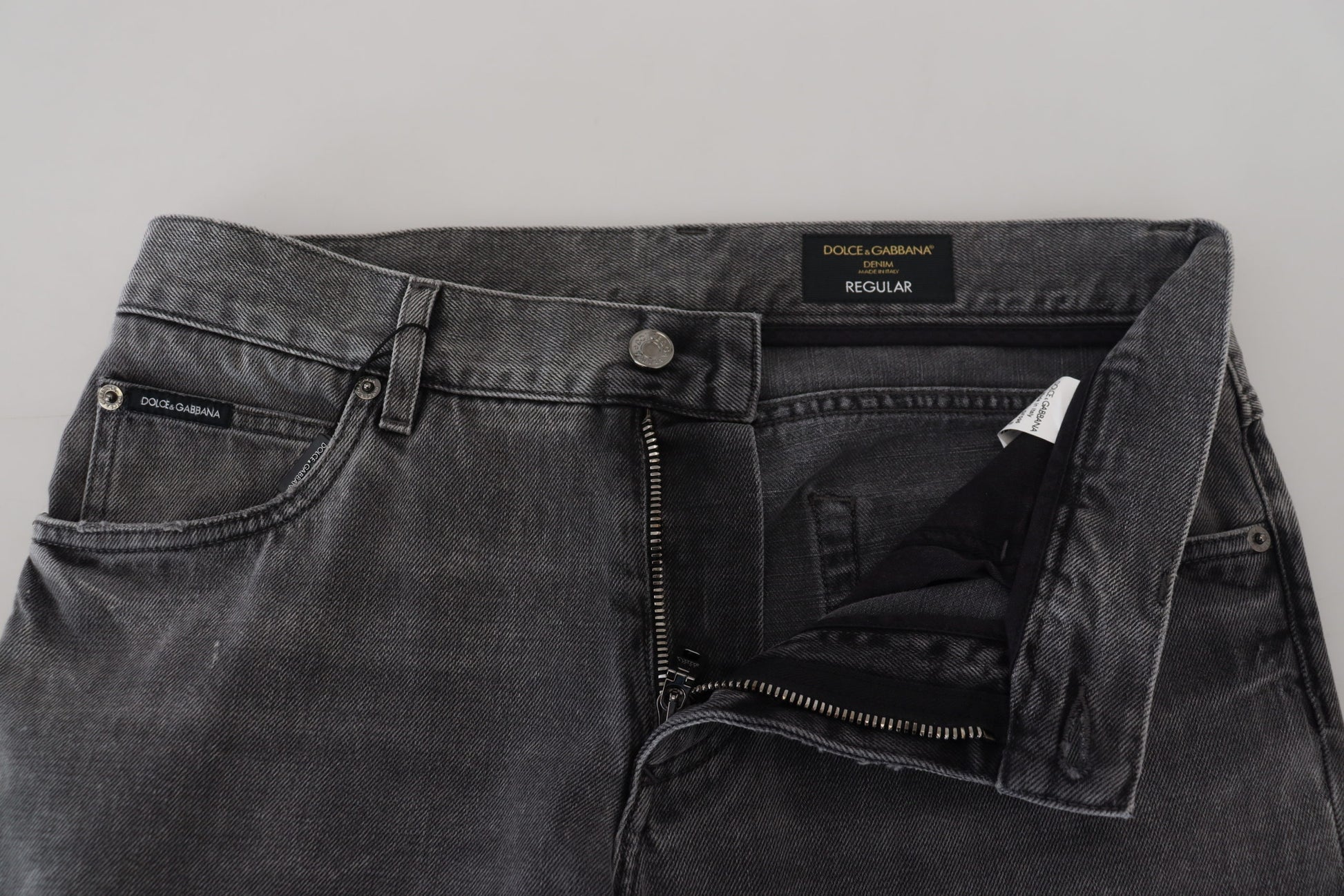 Graue Herren-Jeans aus Baumwolle mit kariertem Bein