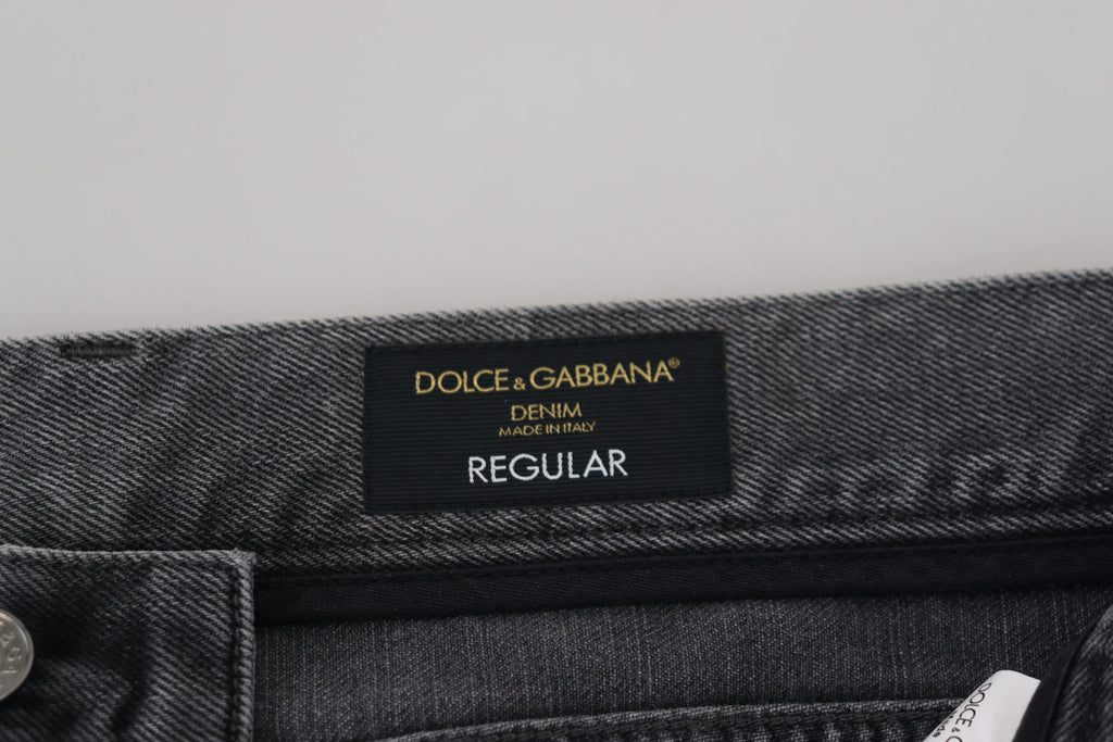 Graue Herren-Jeans aus Baumwolle mit kariertem Bein