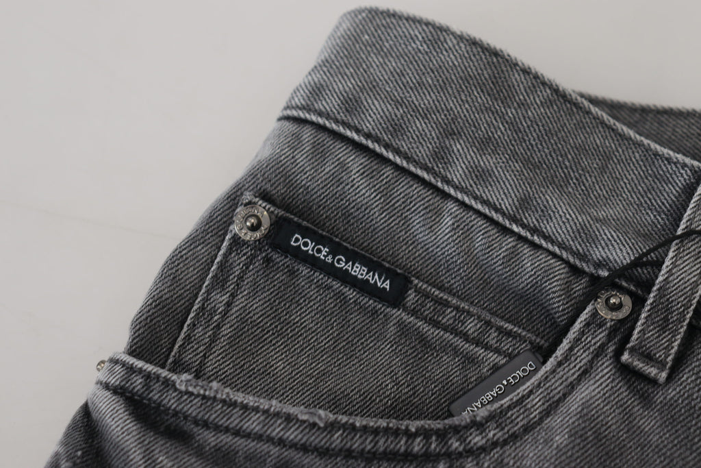 Graue Herren-Jeans aus Baumwolle mit kariertem Bein