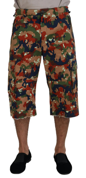 Mehrfarbige Camouflage-Cargo-Shorts aus Baumwolle